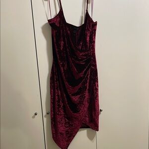 Revamped Red Ruched Asymmetrical Cocktail Dress